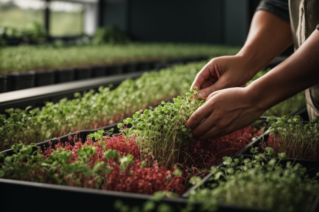 Harvesting Microgreens