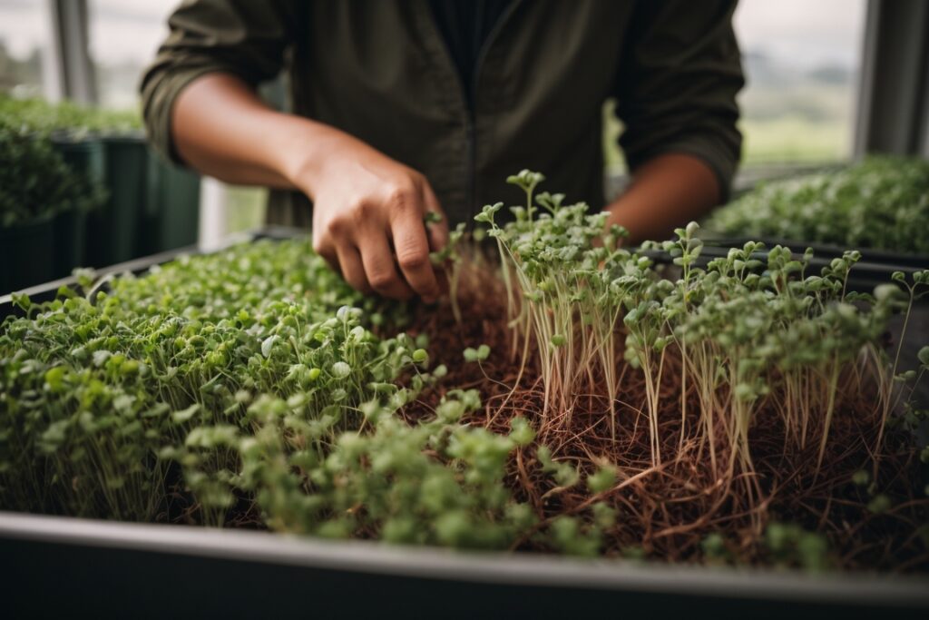 Harvesting Microgreens