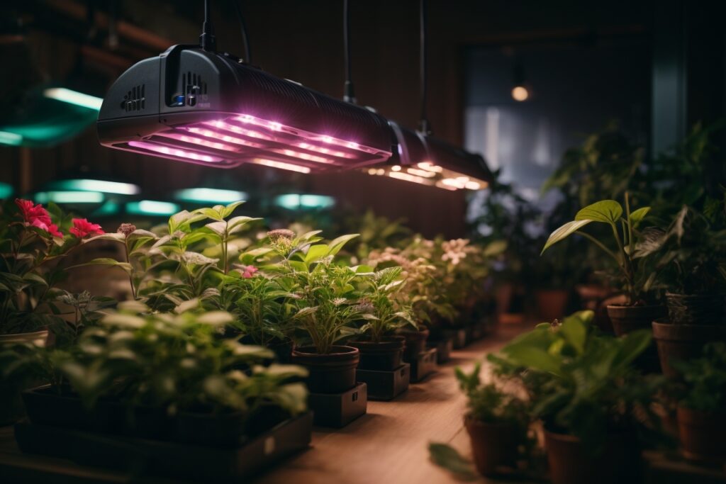 Seedlings Under LED Grow Lights